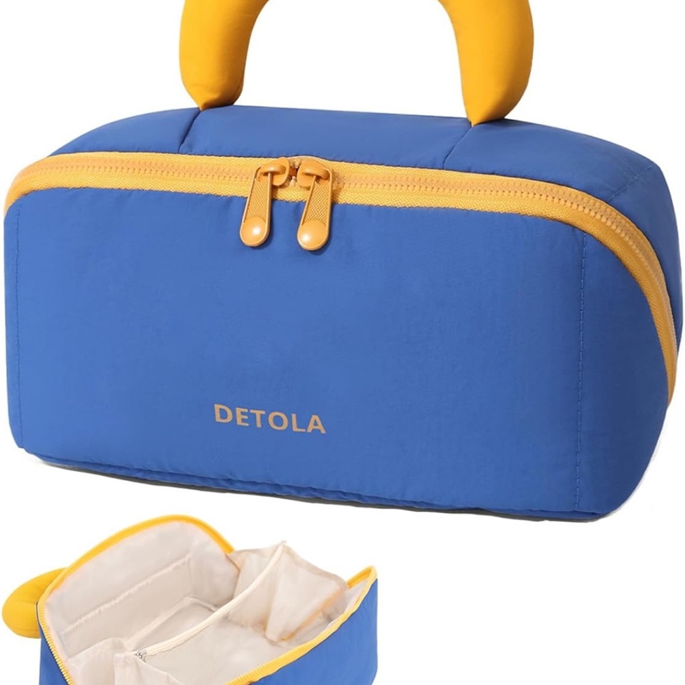 Blue & Yellow Makeup Organizer Bag